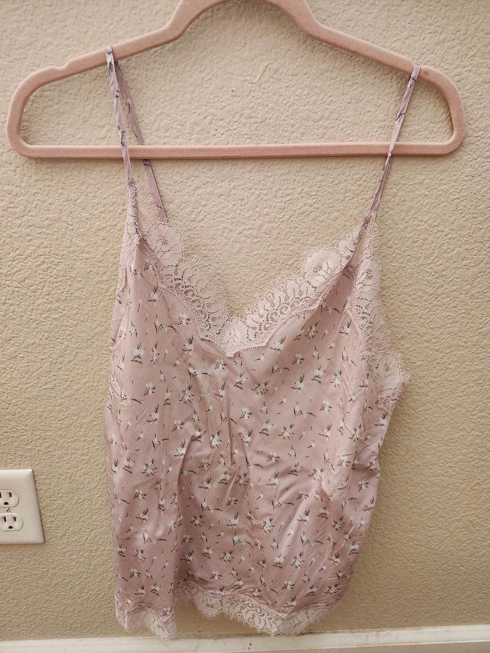 Victoria's Secret Pale Pink Lace Cami with Floral Print